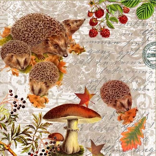 33er Serviette Hedgehog Family