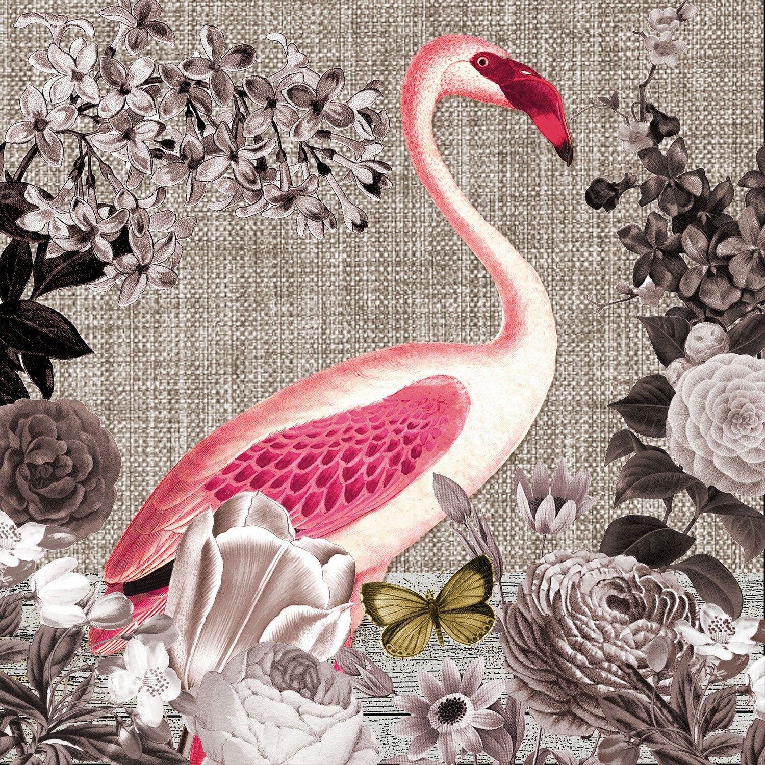33er Serviette Flamingo Sepia