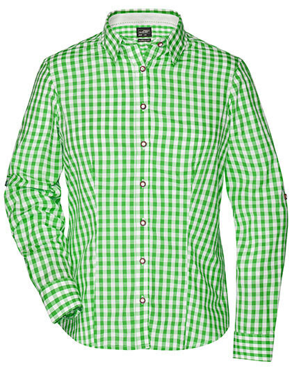 Ladies´ Traditional Shirt, Farbe: Green/White
