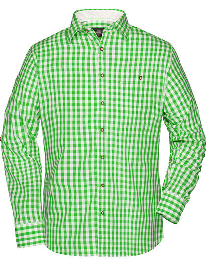Men´s Traditional Shirt, Farbe: Green/White