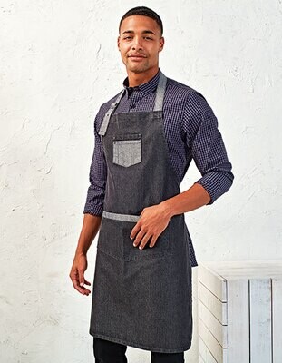 Domain Contrast Denim Bib Apron