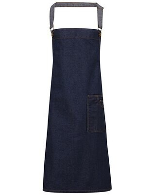 District Waxed Look Denim Bib Apron