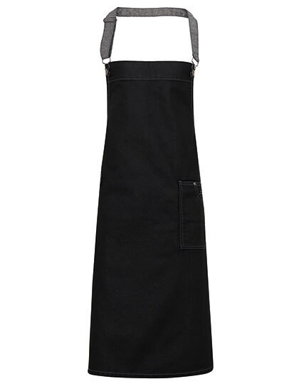 District Waxed Look Denim Bib Apron, Farbe: Black Denim (ca. Pantone 433)