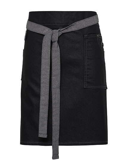 Division Waxed Look Denim Waist Apron, Farbe: Black Denim (ca. Pantone 433)