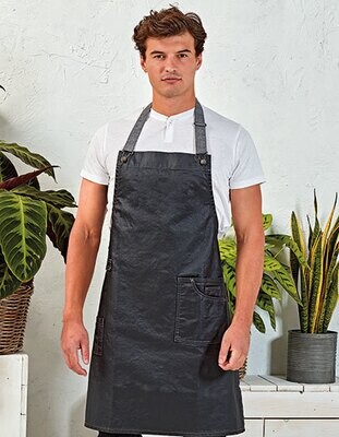 District Waxed Look Denim Bib Apron