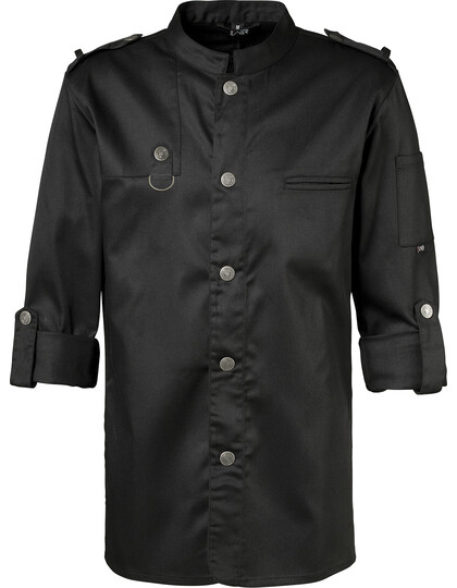 Kochjacke Bikerstyle mit Schulterklappen
