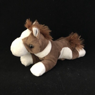 7" Brown & White Laying Horse