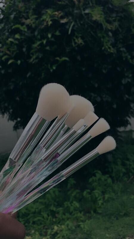 White makeup brush set.