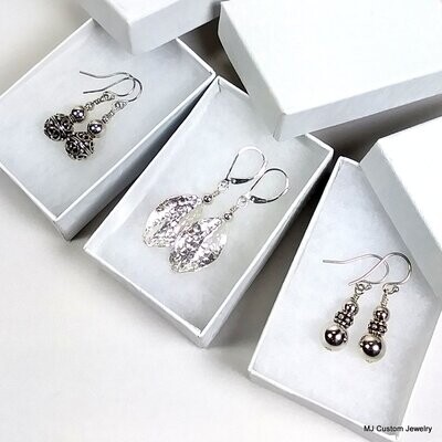Simply Silver Earrings: - no gemstones. All 925 Sterling Silver.