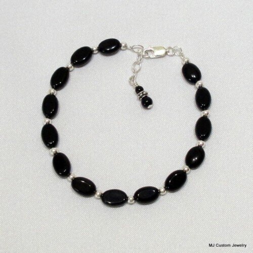 Onyx Petite Flat Ovals Gemstone Bracelet