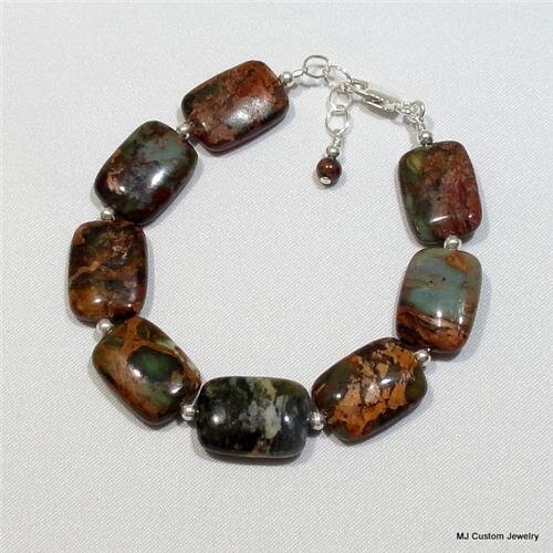 African Green Opal Puffed Rectangles Bracelet