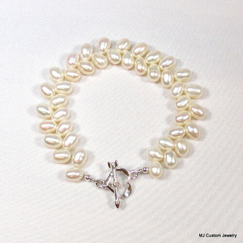 Cream Freshwater Herringbone Pearl Bracelet