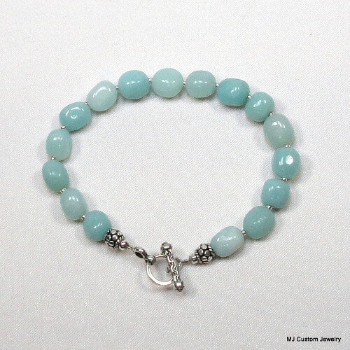 Amazonite Gemstone & Bali Sterling Silver Bracelet