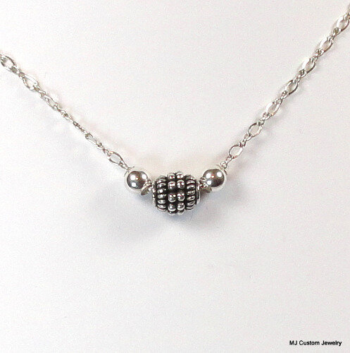 Simply Silver - Bali Granulated Barrel Necklace