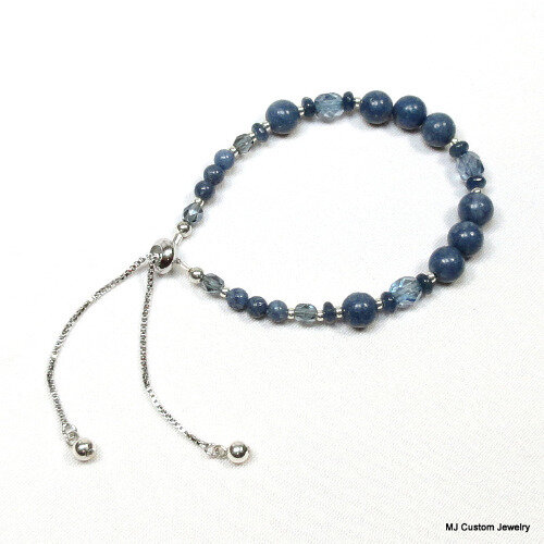 Blue Coral, Agate & Crystal Adjustable BOLO Bracelet