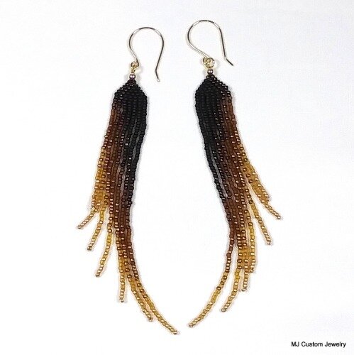 Tortoise Gradient Fringe Chandelier 14k GF Earrings