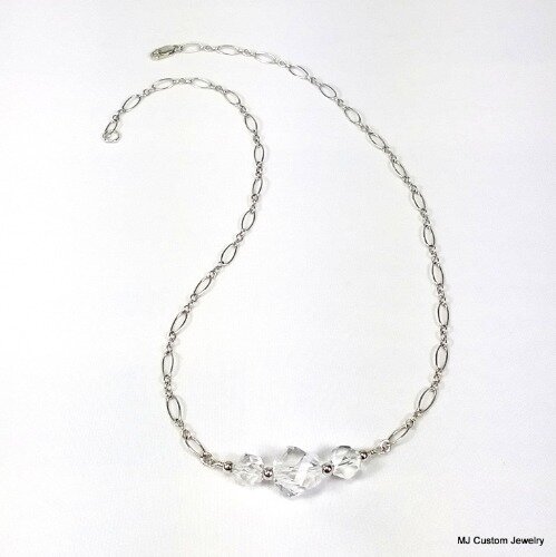 Fancy Helix-cut Clear Crystal Station Necklace