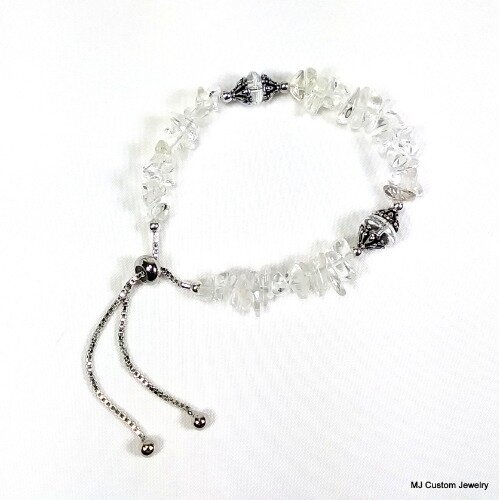 Crystal Quartz Chips Adjustable BOLO Bracelet