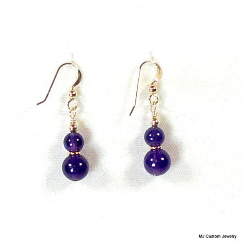 Amethyst Double Gemstone 14k GF Earrings