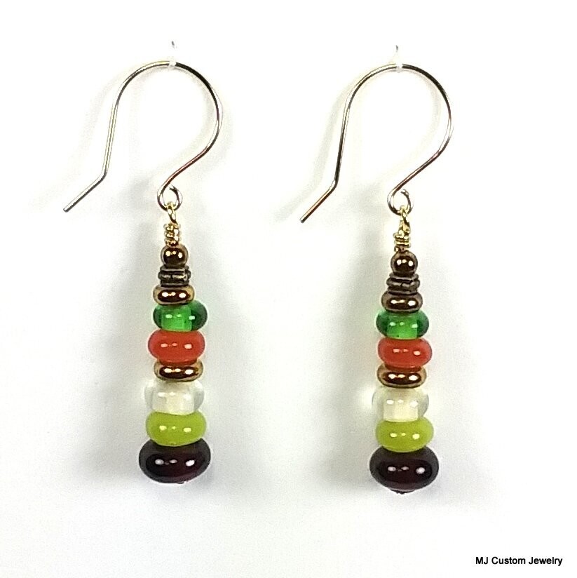 Multi-colored Java Glass 14k GF & Bronze Earrings