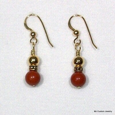 Red Jasper Petite Rococo Rondelle 14k GF Earrings