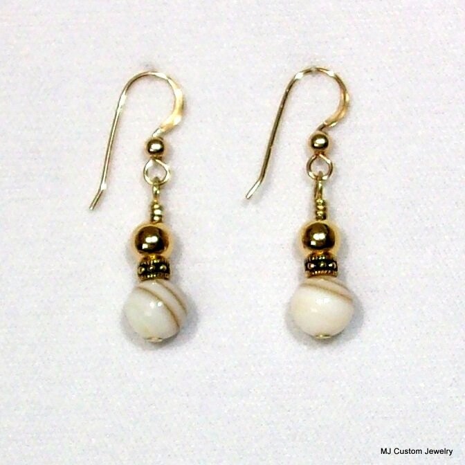 Mother of Pearl Petite Rococo 14k GF Earrings