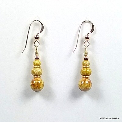 Stacked Bohemian Barley Glass 14k GF Earrings