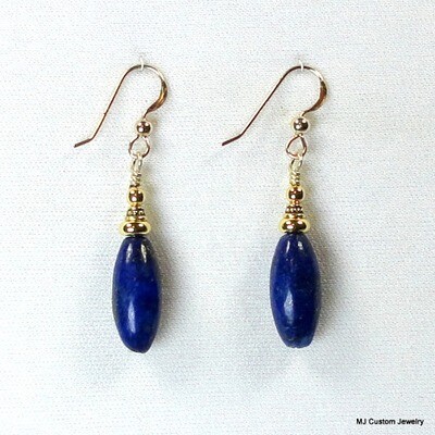 Lapis Lazuli Gemstone Melons 14k GF Earrings