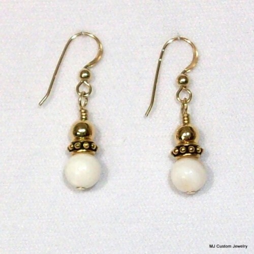 Mother of Pearl Beaded Rondelle 14k GF Earrings
