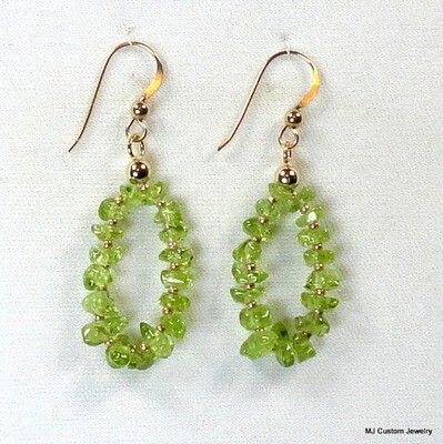 Peridot Nuggets Ring of Stones 14k GF Earrings