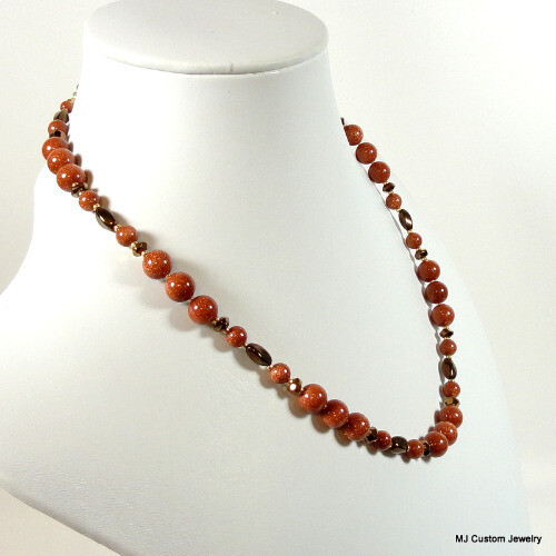 Goldstone "Gemstone" & Czech Glass 14k GF Necklace