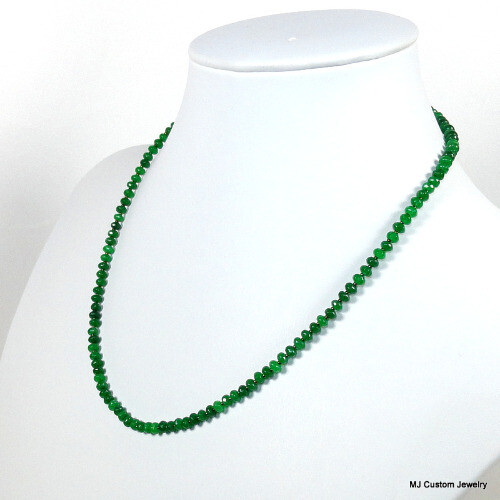 "Emerald" Faceted Agate Rondelle 14k GF Necklace