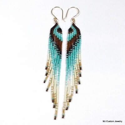 Aqua & Amber Angel Wing Chandelier 14k GF Earrings
