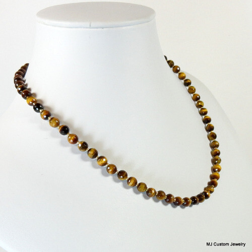 Tigereye Faceted Gemstone 14k GF Necklace