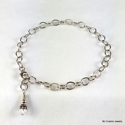 Simply Silver Petite Crystal & Bali Charm Bracelet