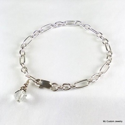 Simply Silver Helix-cut Crystal Heavy Charm Bracelet