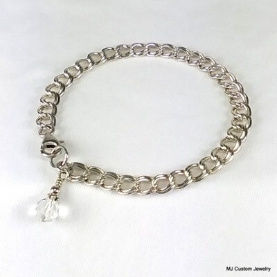 Simply Silver Double Link Crystal Charm Bracelet