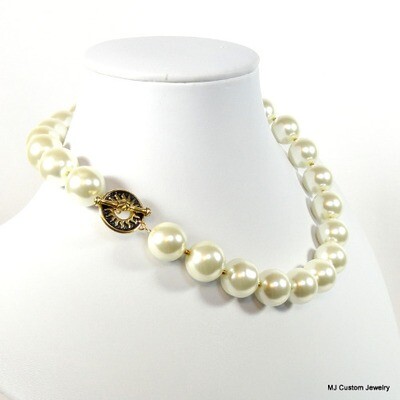 Jumbo Cream Pearls & Gold Del Sol Toggle Necklace