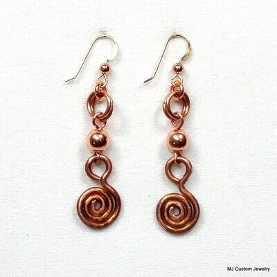 Simply Copper Handcrafted Spiral Dangle Earrings