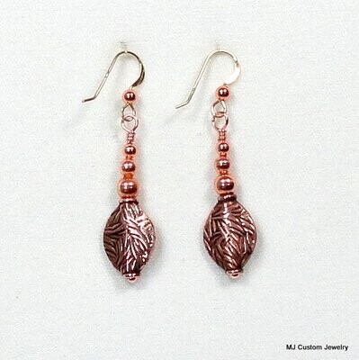 Simply Copper Etched Marquis Drop Earrings