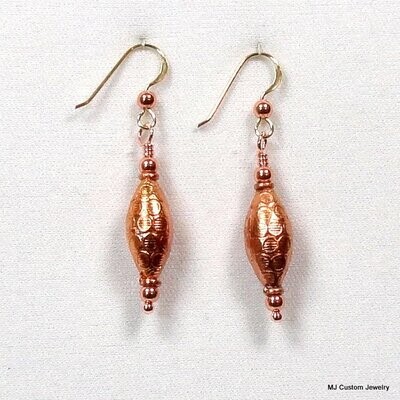 Simply Copper Textured Melon Drop Earrings