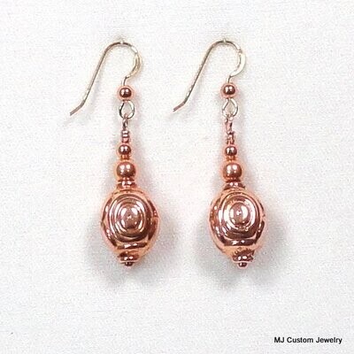 Simply Copper Fancy Puffed Oval Drop Earrings