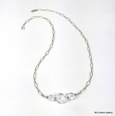 Fancy Helix-cut Clear Crystal Station Necklace