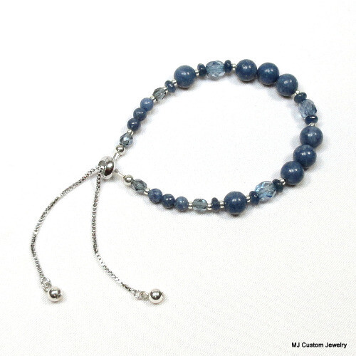 Blue Coral, Agate & Crystal Adjustable BOLO Bracelet