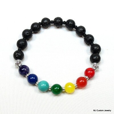 Chakras Gemstone & Lava Rock Diffuser Bracelet