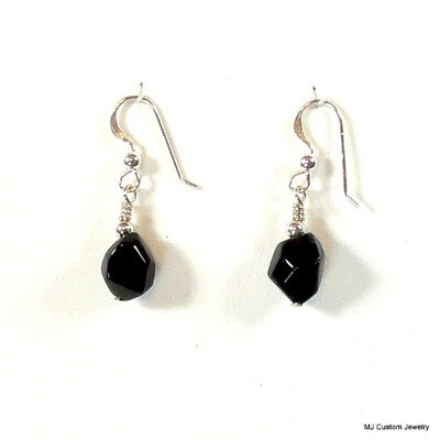 Black Agate Faceted Nugget Earrings