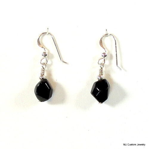 Black Agate Faceted Nugget Earrings