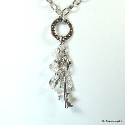 Crystal & Glass Charm Tassel Necklace