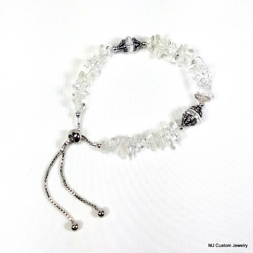 Crystal Quartz Chips Adjustable BOLO Bracelet