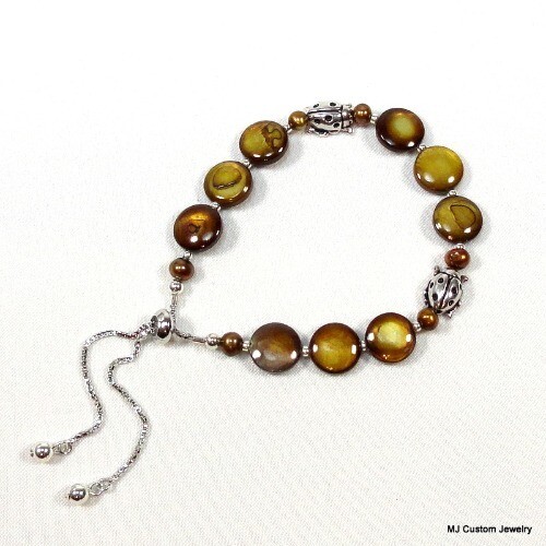 Golden Shell Coin & Ladybug Adjustable BOLO Bracelet